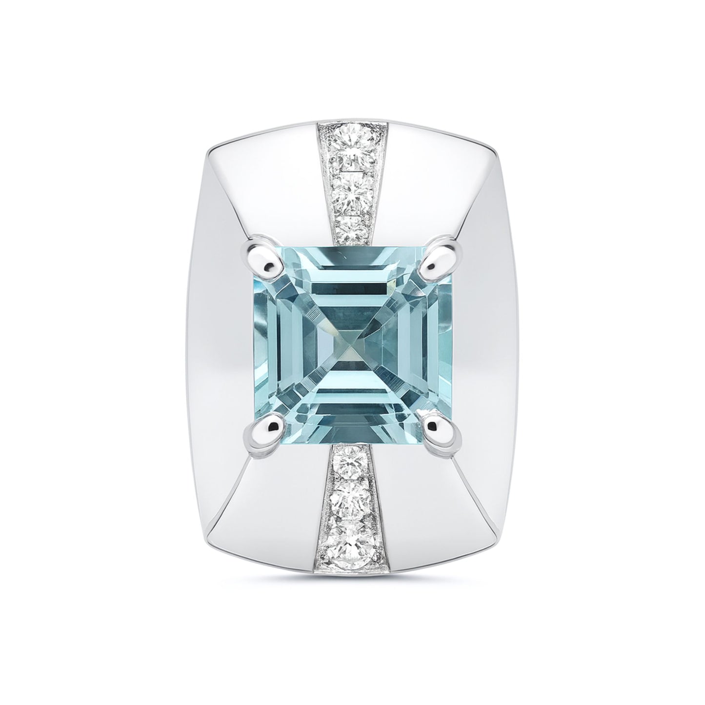 14K 2.13ct Asscher Cut Santa Maria Aquamarine 0.11cttw VS White Diamonds Pendant