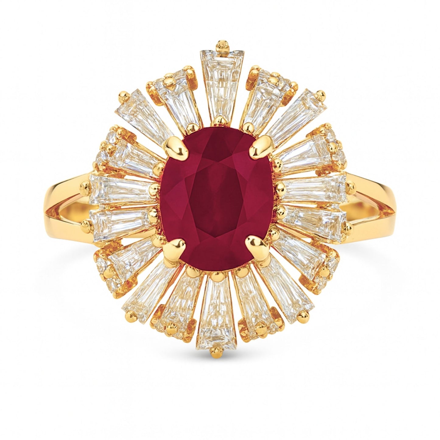 14K 2.21ct Oval Burma Ruby 1.38cttw VS White Diamonds Ring