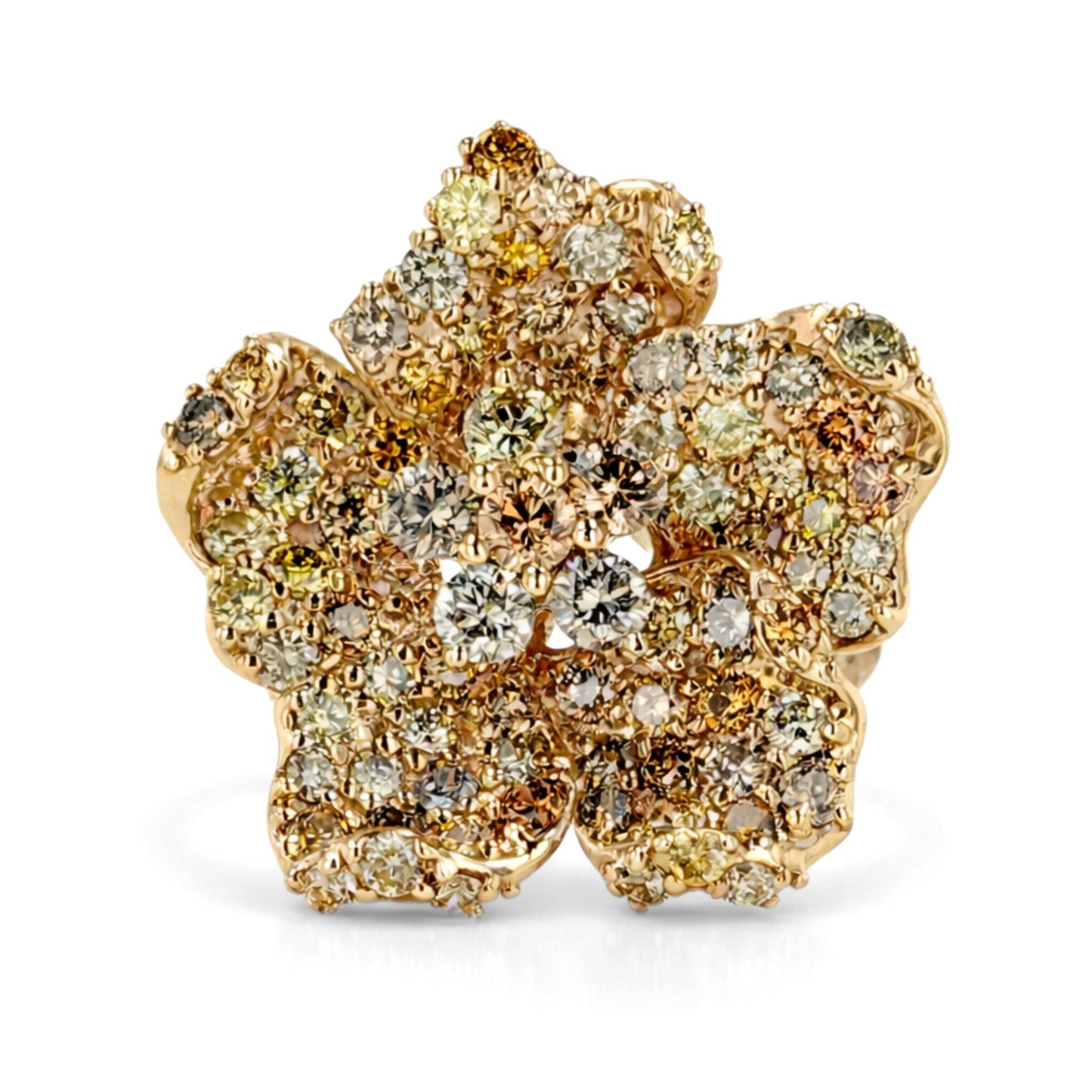 14K 2.61cttw Round Multi-Color Diamond Floral Ring