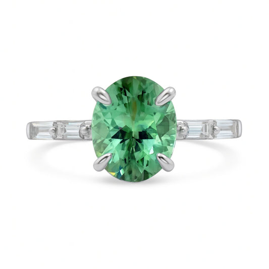 14K 2.89ct Oval Congo Tourmaline 0.37cttw VS White Diamonds Ring