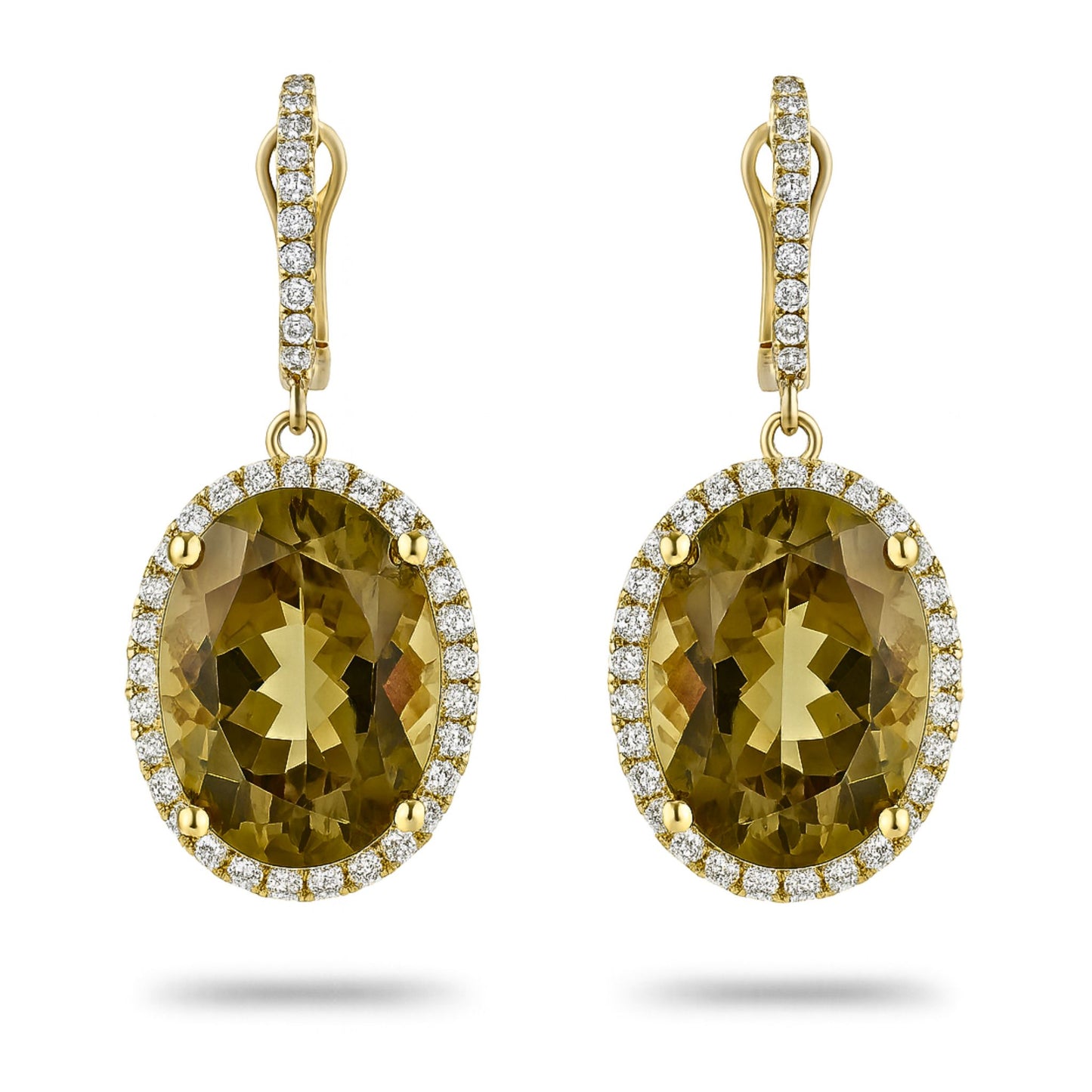 14K 20.71cttw Oval Color Change Diaspore 1.00cttw VS White Diamonds Drop Earrings