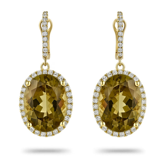 14K 20.71cttw Oval Color Change Diaspore 1.00cttw VS White Diamonds Drop Earrings