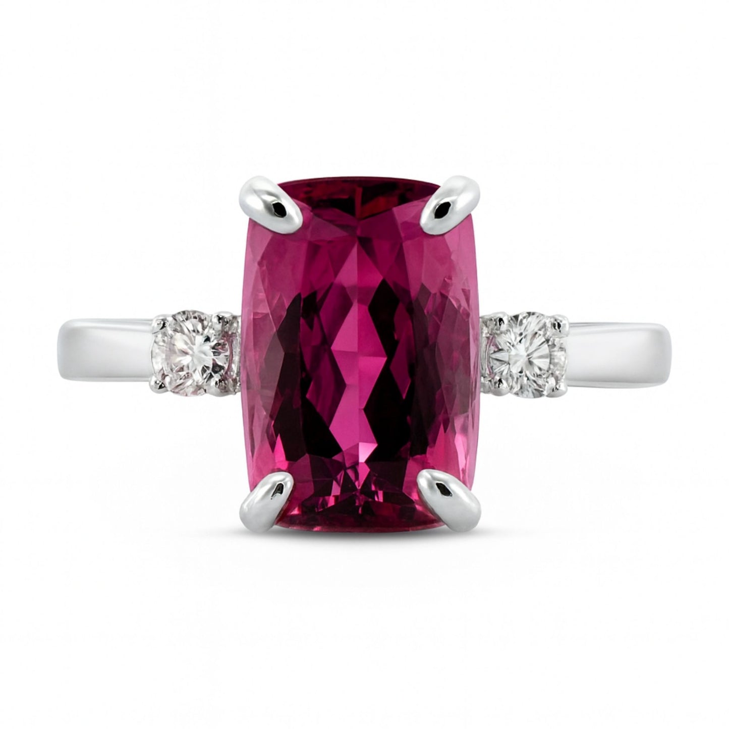 14K 3.46ct Cushion Copper Bearing Tourmaline 0.18cttw White Diamonds Ring