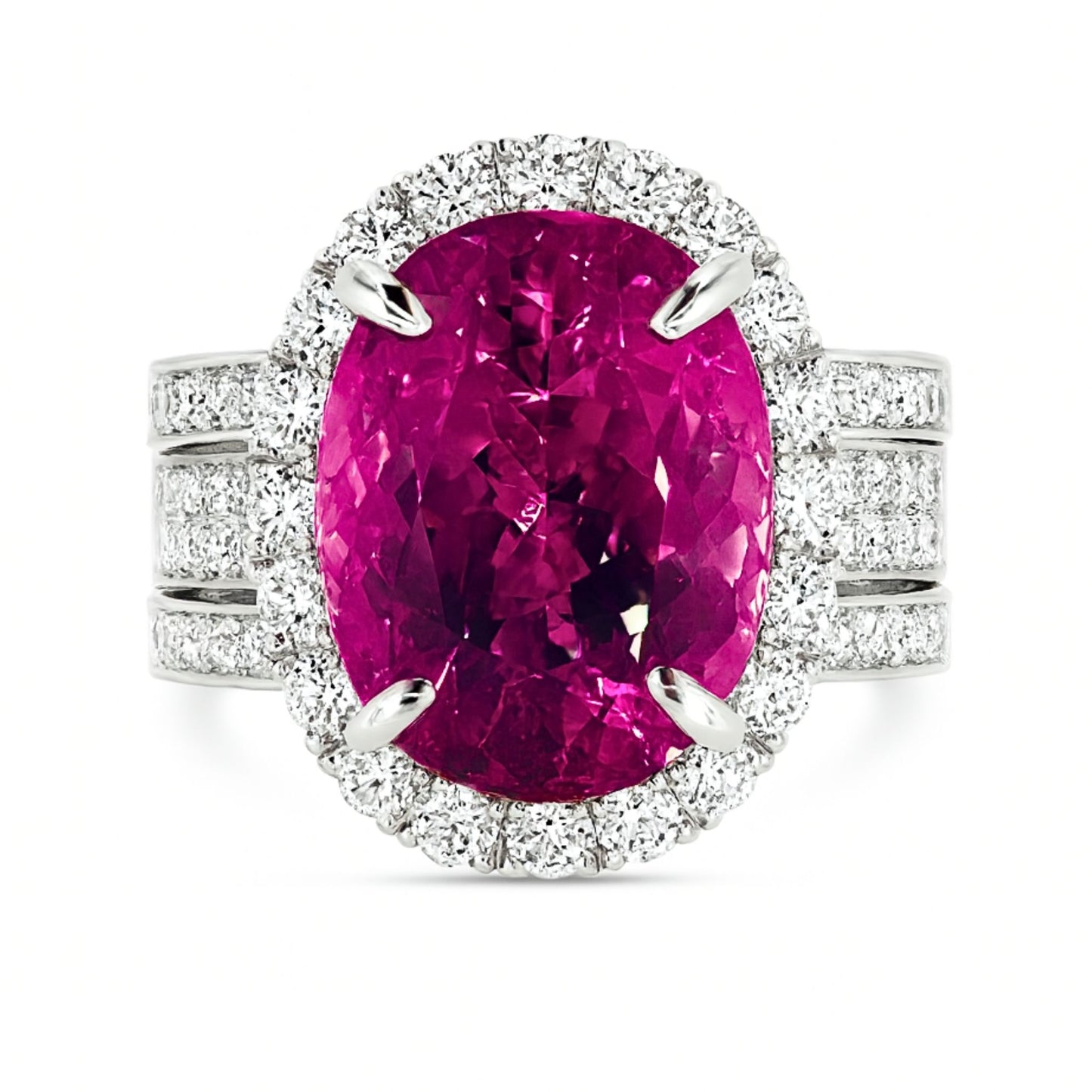 14K 7.10cttw Oval Pink Paraiba 1.44cttw White Diamonds Ring