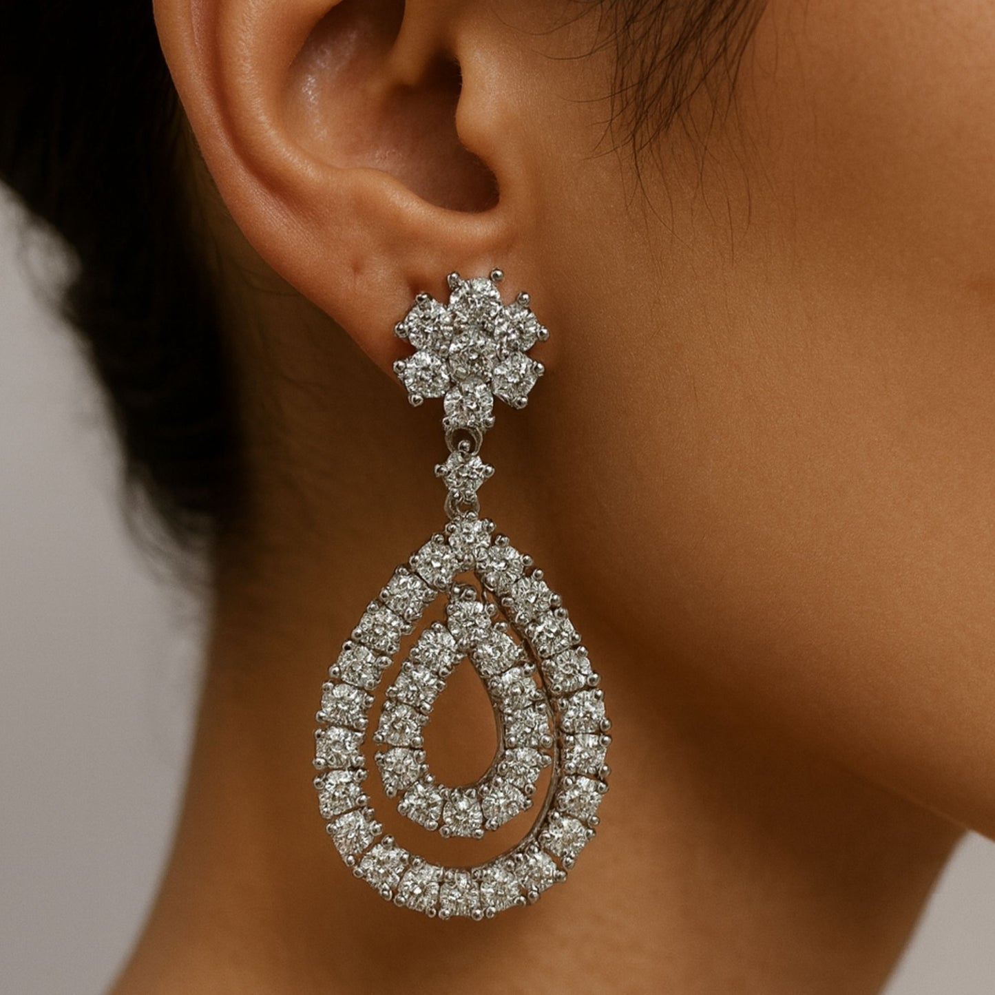 14K 7.20cttw VS White Diamond Drop Earrings