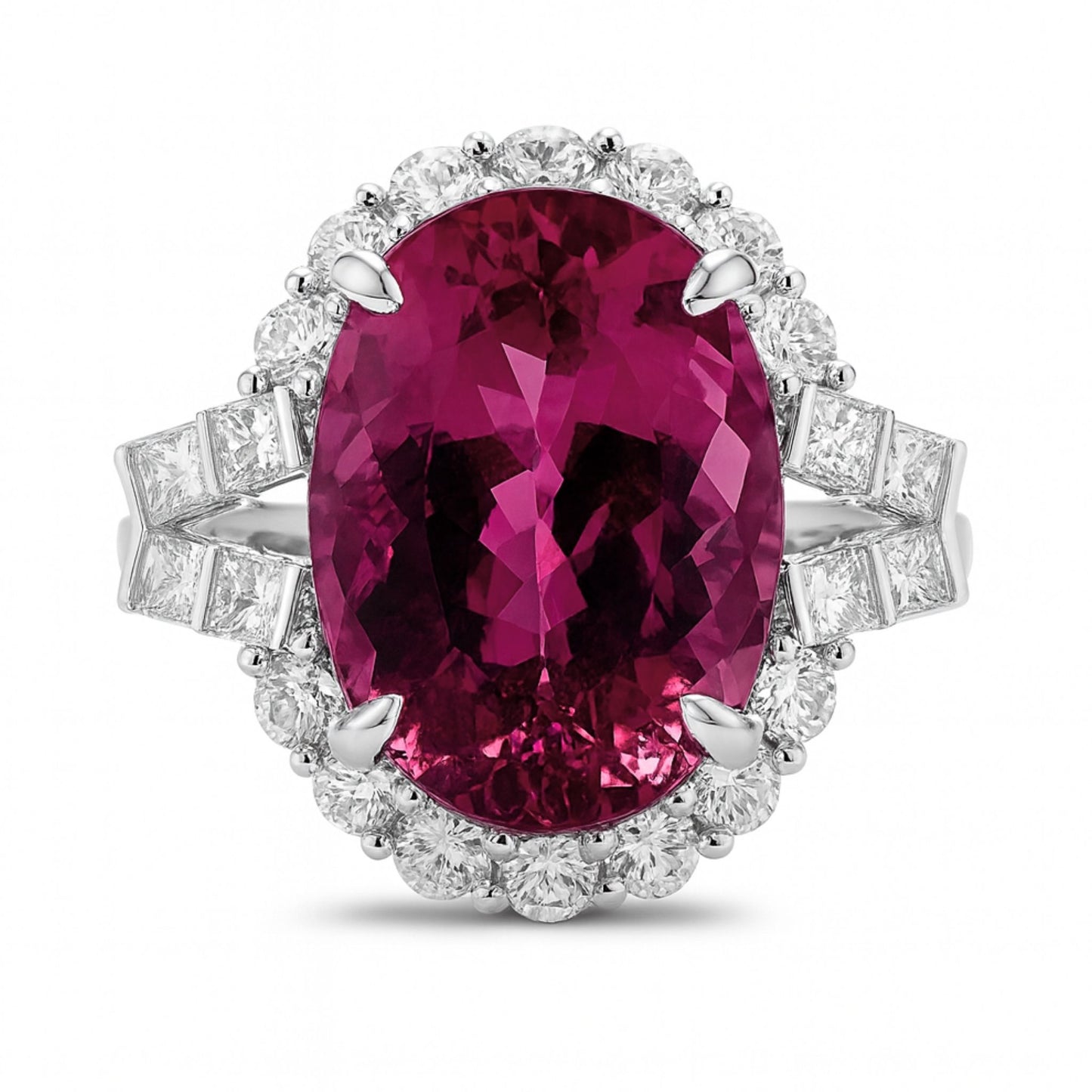 14K 9.01cttw Oval Copper Bearing Tourmaline 1.31cttw VS White Diamonds Ring