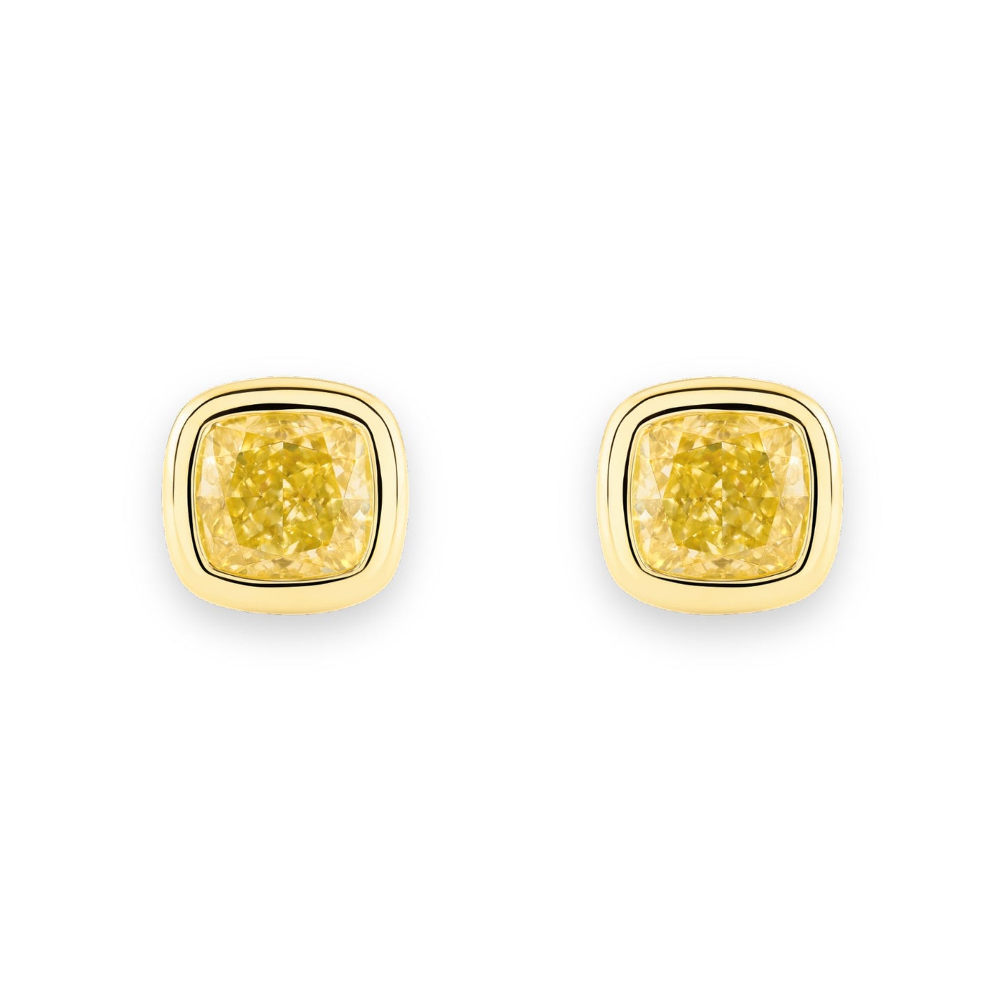 14K 0.50cttw Cushion Yellow Diamond Stud Earrings