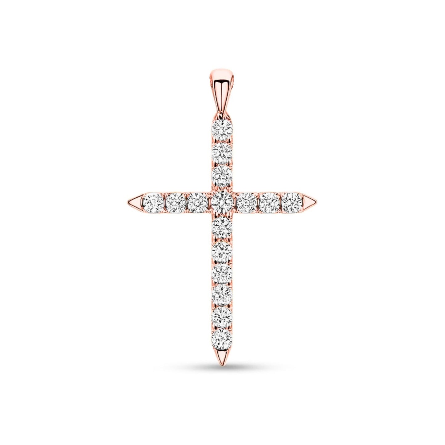 14K 0.42cttw Round VS White Diamond Cross Pendant