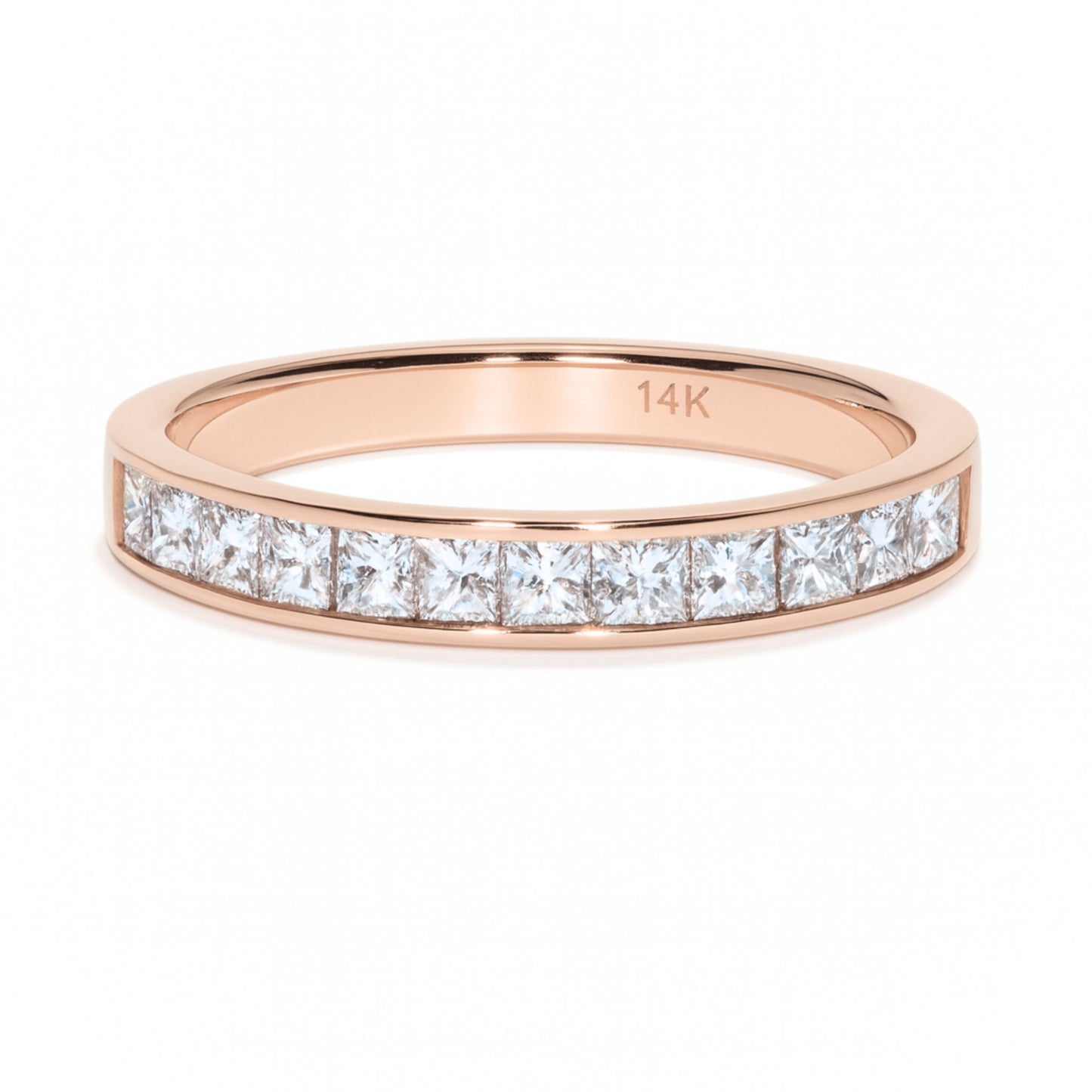 14K 0.91cttw Princess Cut VS White Diamond Band Ring