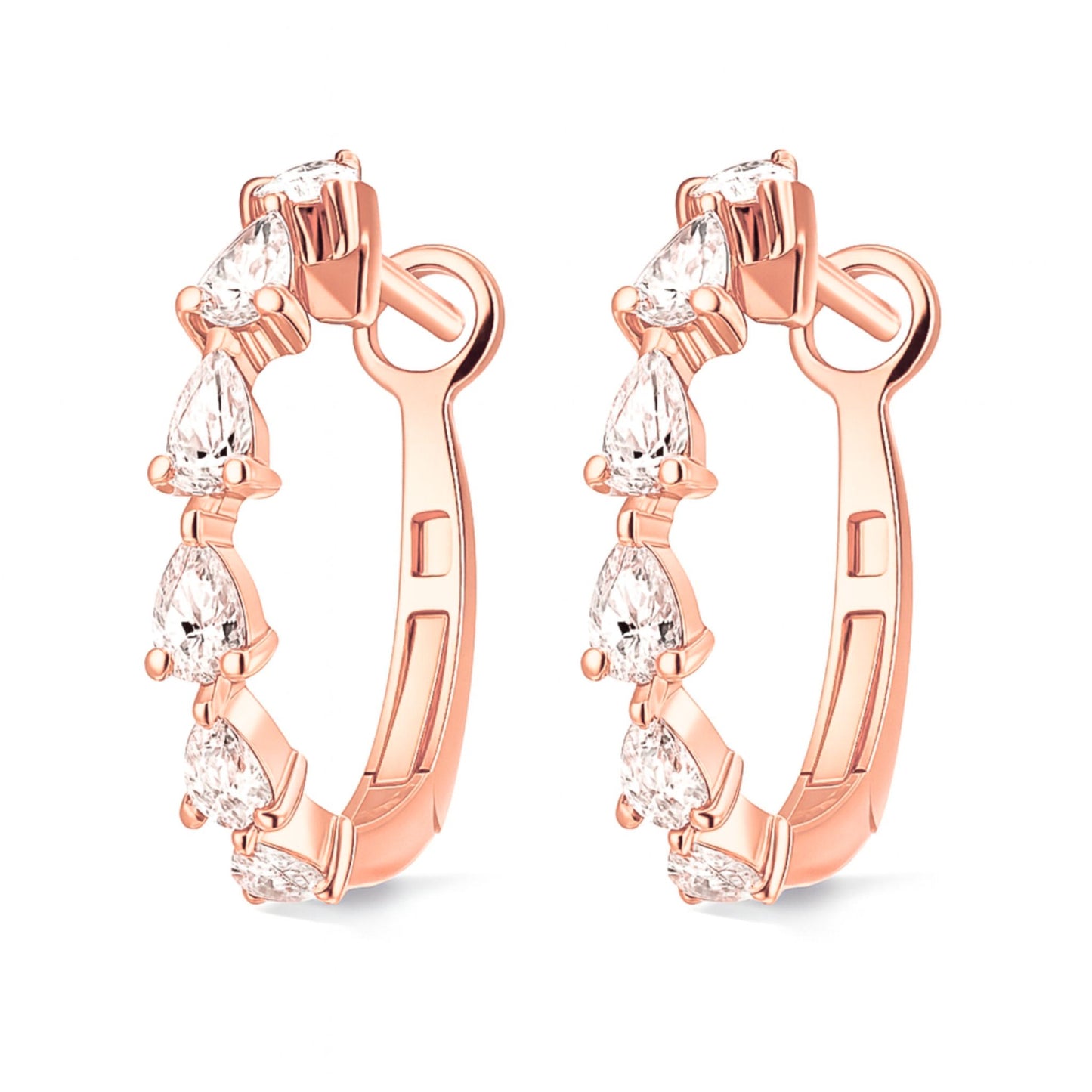 14K 1.01cttw Pear Shape VS White Diamond Hoop Earrings