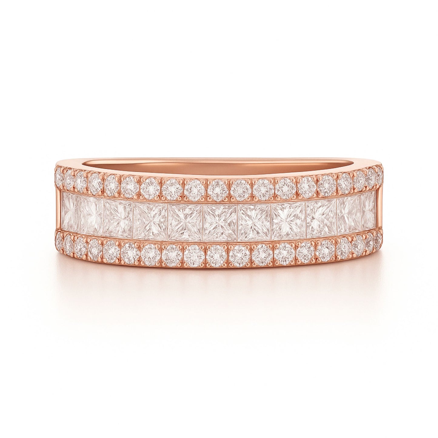 14K 1.33cttw Princess Cut & Round VS White Diamond Band Ring