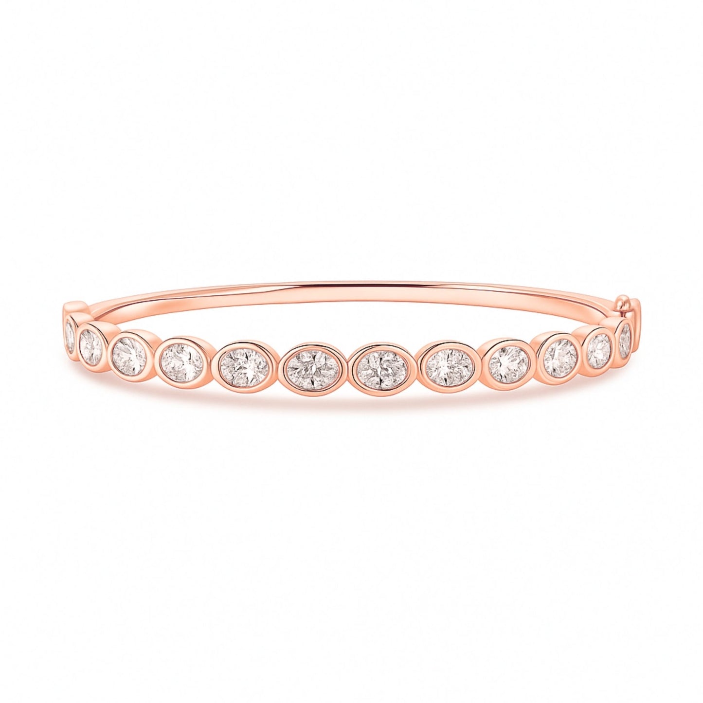 14K 4.53cttw Oval VS White Diamond Bangle