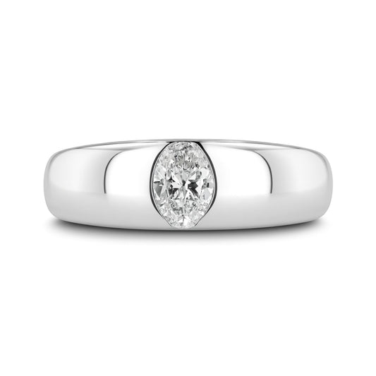 14K 0.30ct Oval VS White Diamond Band Ring