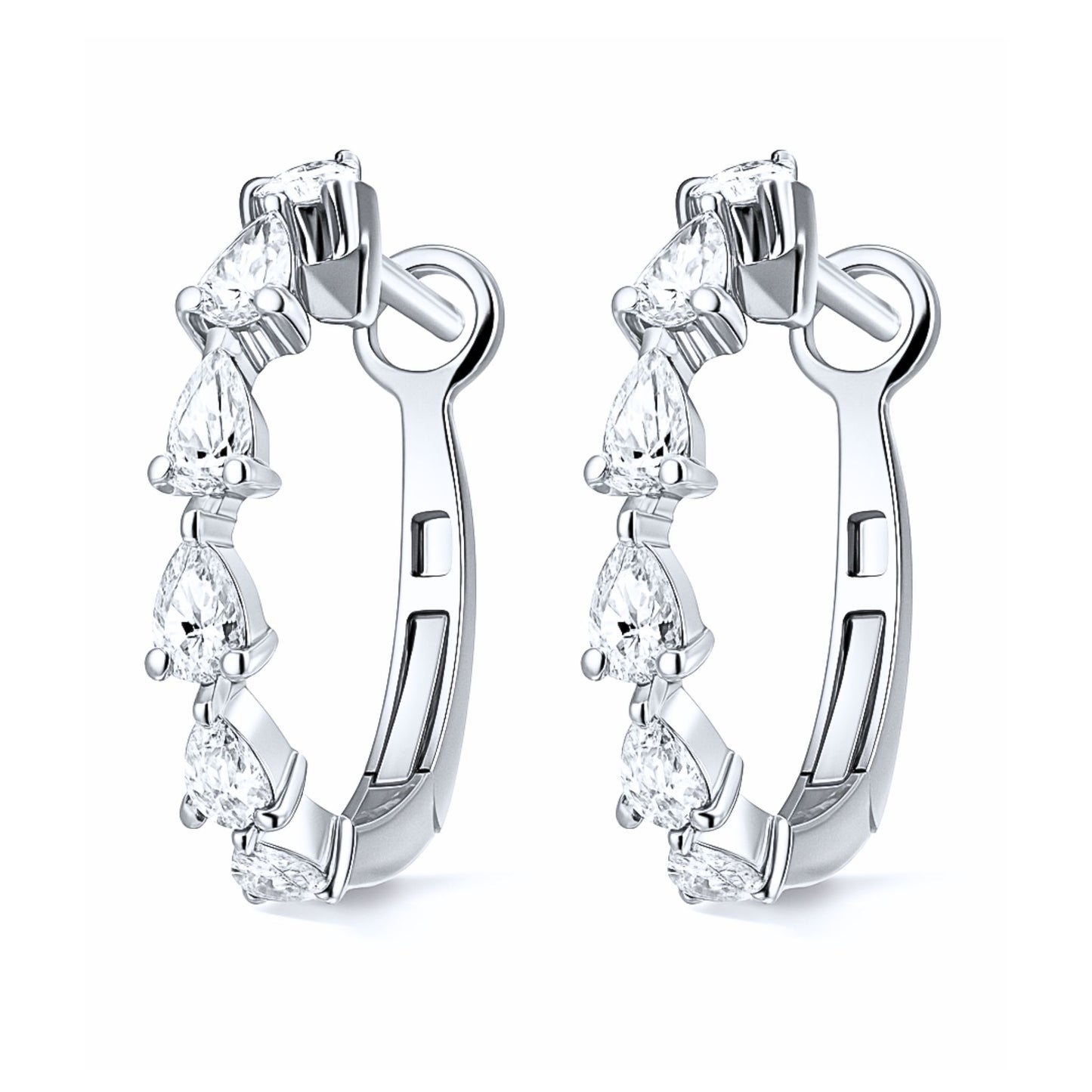 14K 1.01cttw Pear Shape VS White Diamond Hoop Earrings