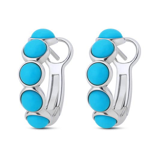 14K 3.01cttw Sleeping Beauty Turquoise Hoop Earrings