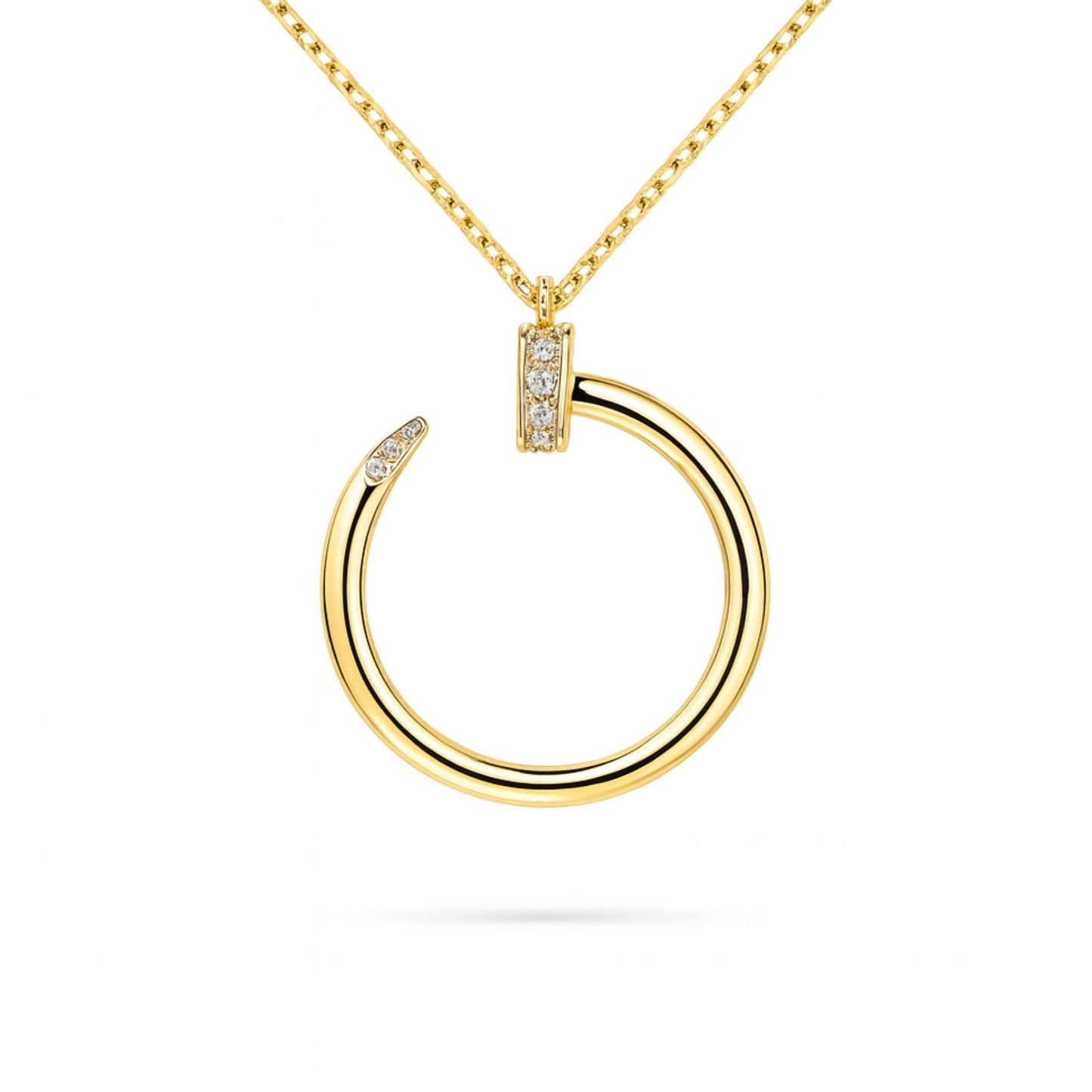 14K 0.14cttw VS White Diamond Nail Necklace