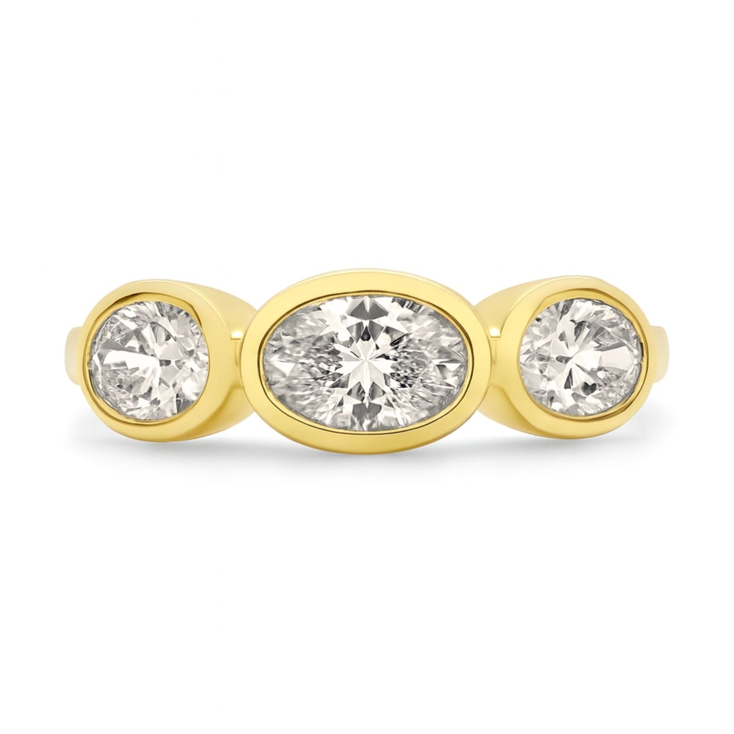 14K 1.00cttw Oval VS White Diamond 3 Stone Band Ring