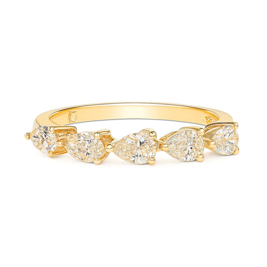 14K 1.00cttw Pear Shape VS Yellow Diamond Band Ring