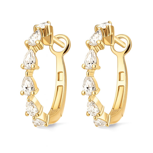 14K 1.01cttw Pear Shape VS White Diamond Hoop Earrings