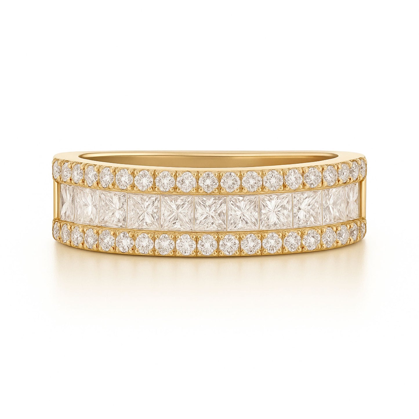 14K 1.33cttw Princess Cut & Round VS White Diamond Band Ring