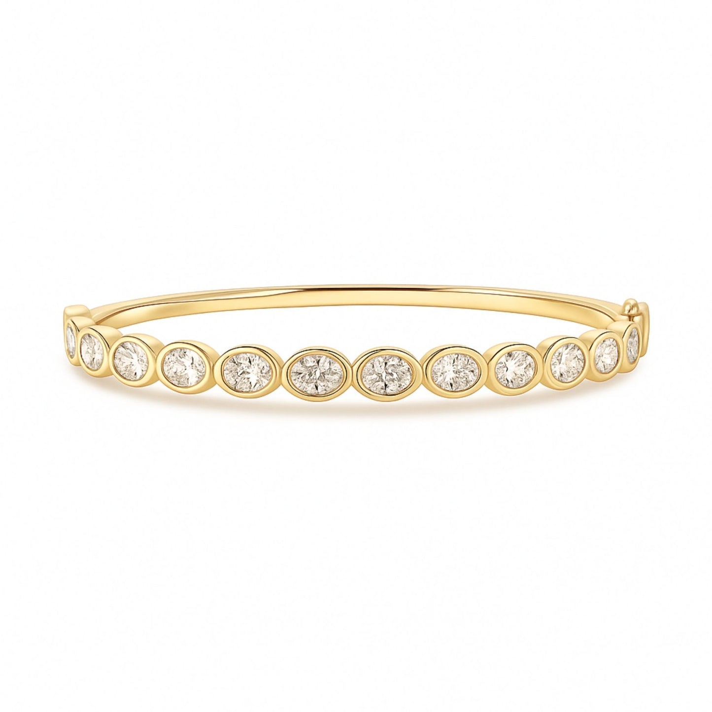 14K 4.53cttw Oval VS White Diamond Bangle