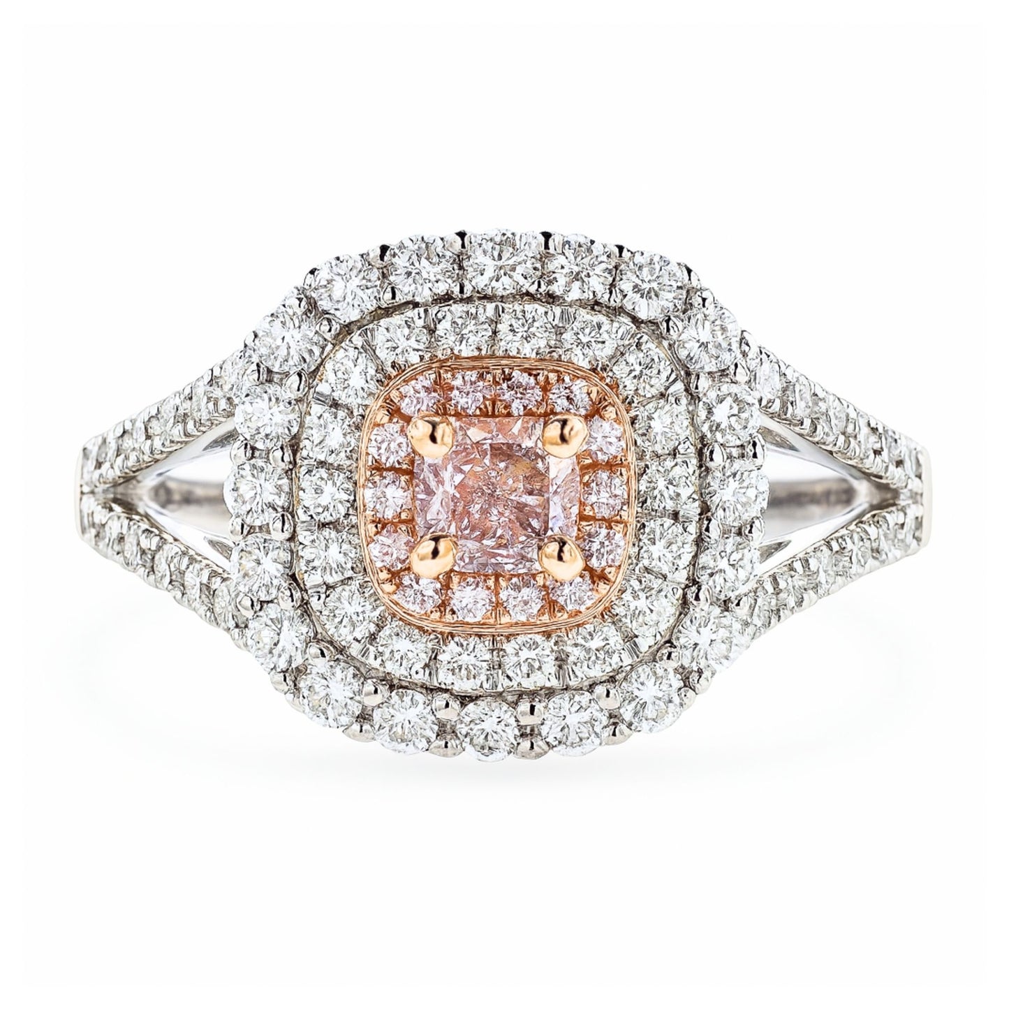 14K 0.21ct Cushion SI1 Pink Diamond 0.74cttw Pink & White Diamonds Ring GIA #2225571675