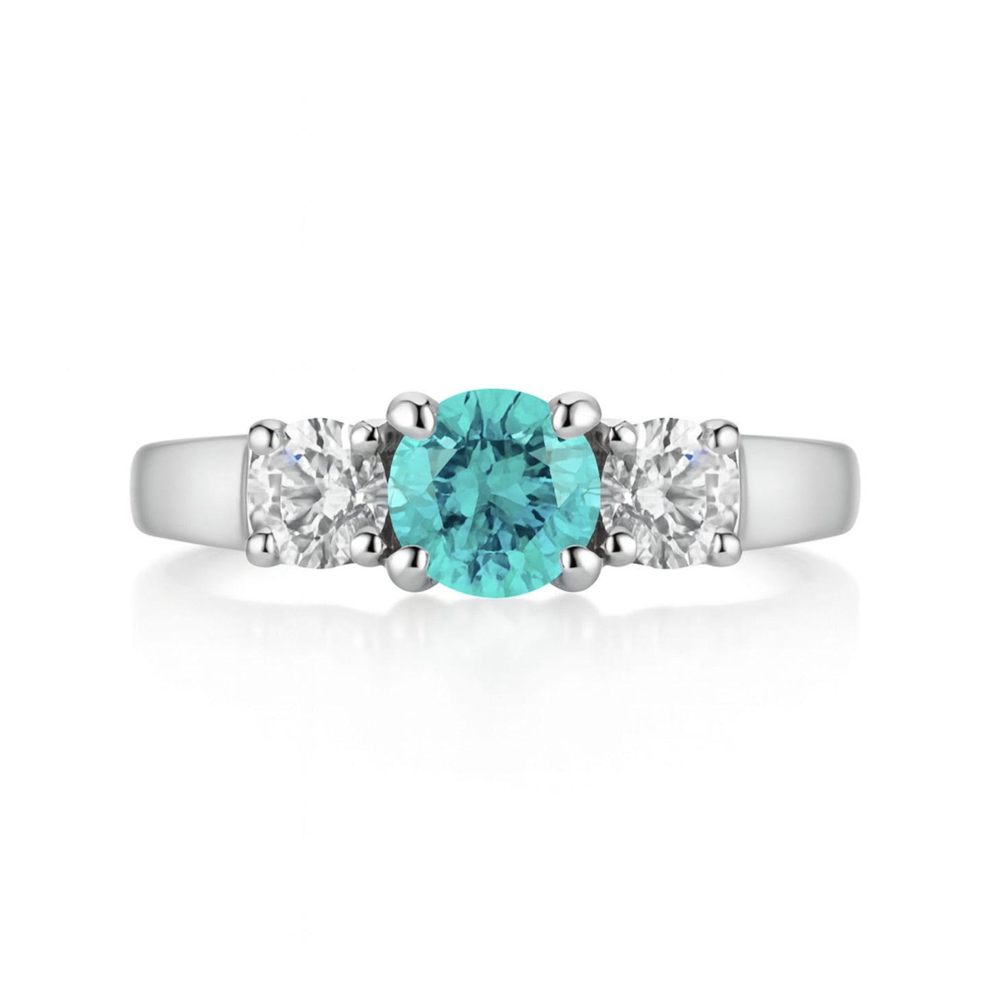 14K 0.37ct Round Paraiba 0.31cttw White Diamonds Ring