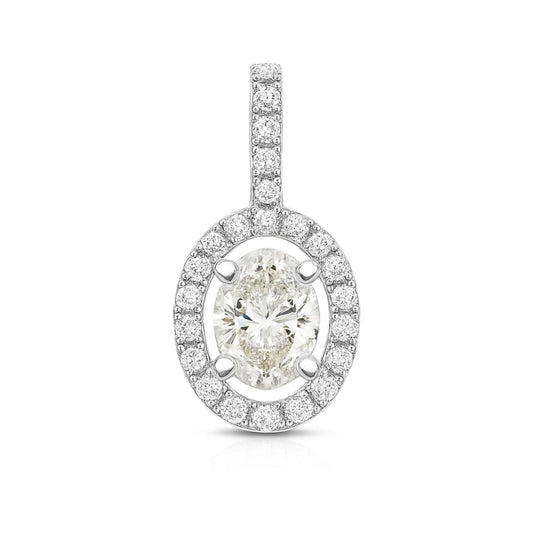 14K 0.38ct Oval White Diamond 0.13cttw White Diamonds Pendant