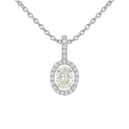 14K 0.38ct Oval White Diamond 0.13cttw White Diamonds Pendant