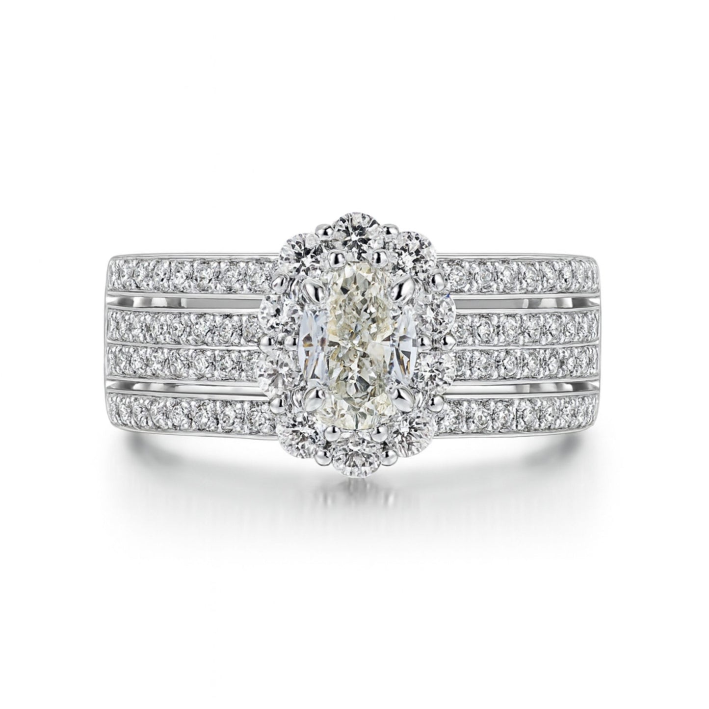 14K 0.38ct Oval White Diamond 0.82cttw White Diamonds Ring