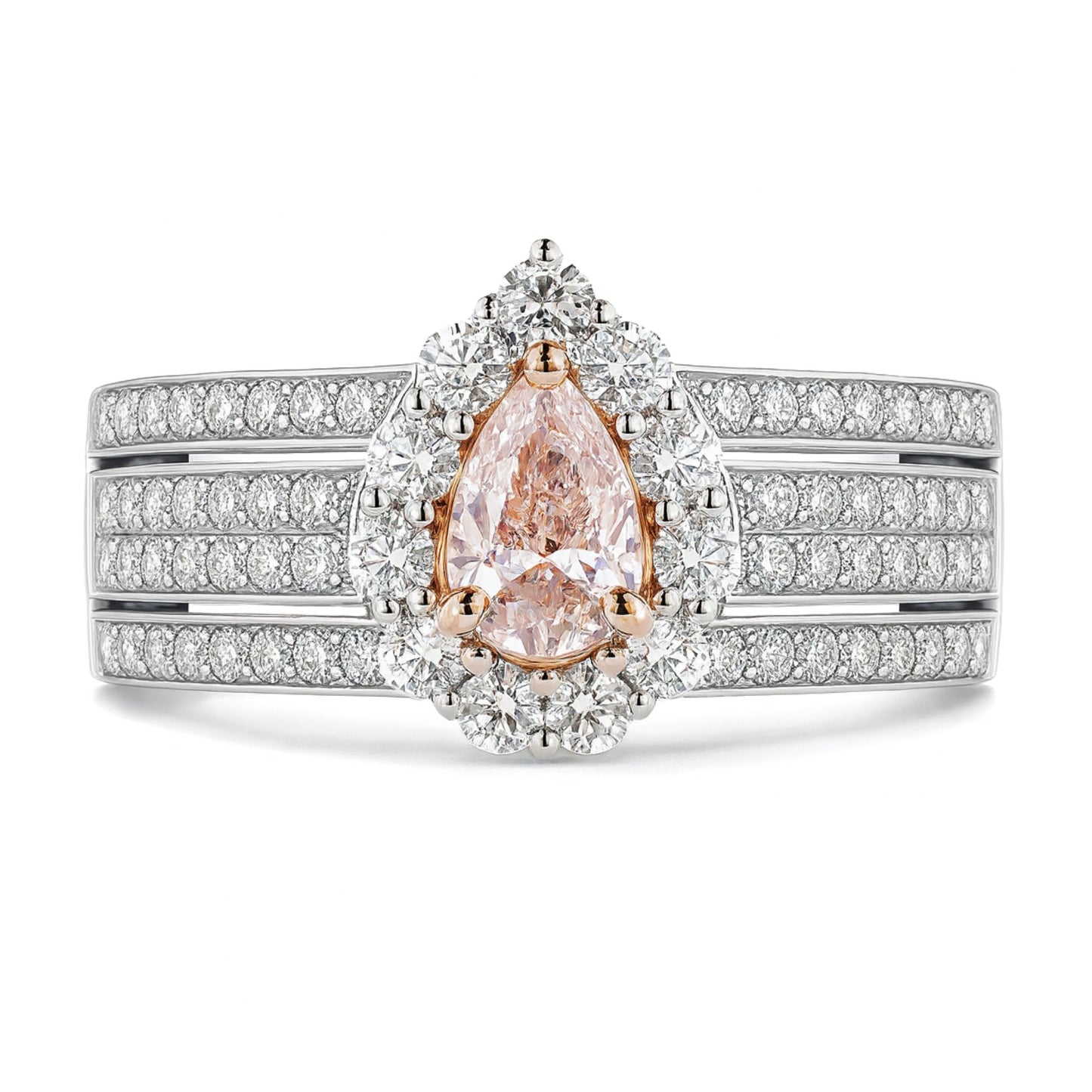 14K 0.39ct Pear Shape SI2 Pink Diamond 0.85cttw VS White Diamonds Ring GIA#2427343467