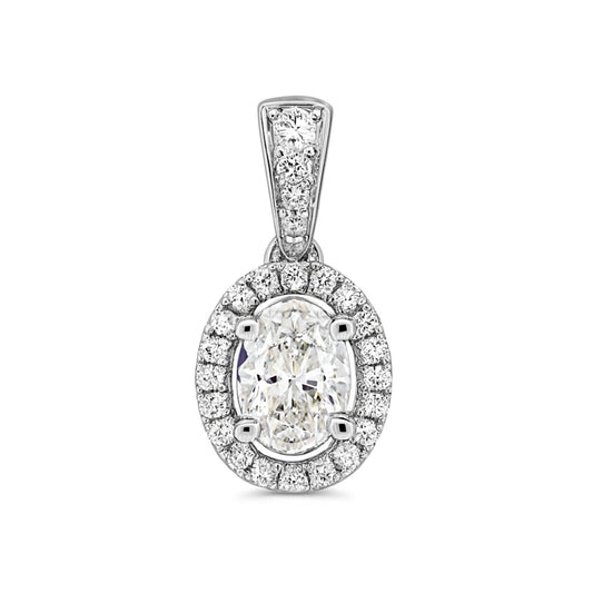 14K 0.50ct Oval White Diamond 0.13cttw White Diamonds Pendant