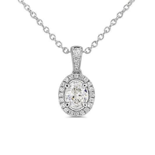 14K 0.50ct Oval White Diamond 0.13cttw White Diamonds Pendant