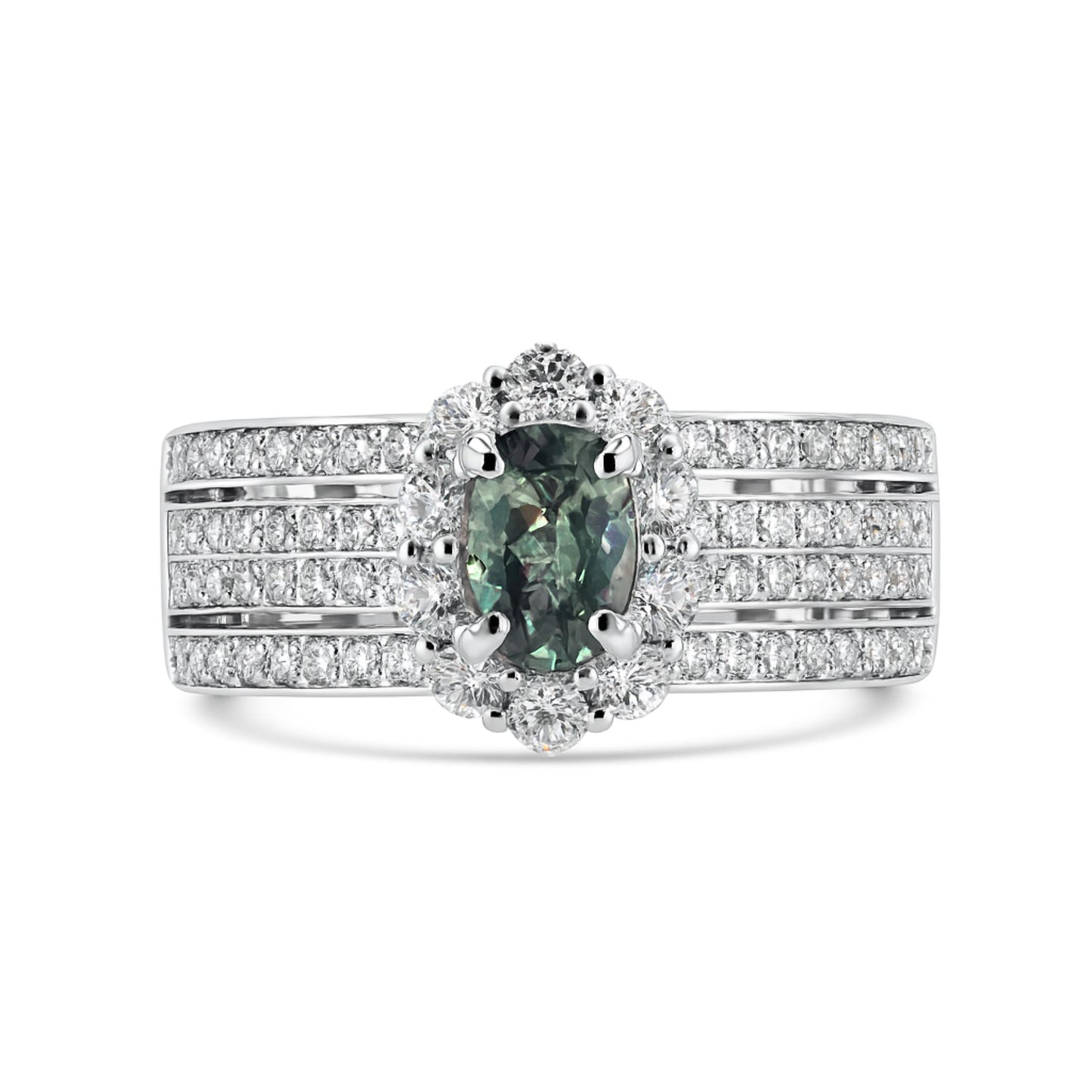 14K 0.51ct Oval Alexandrite 0.82cttw White Diamonds Ring