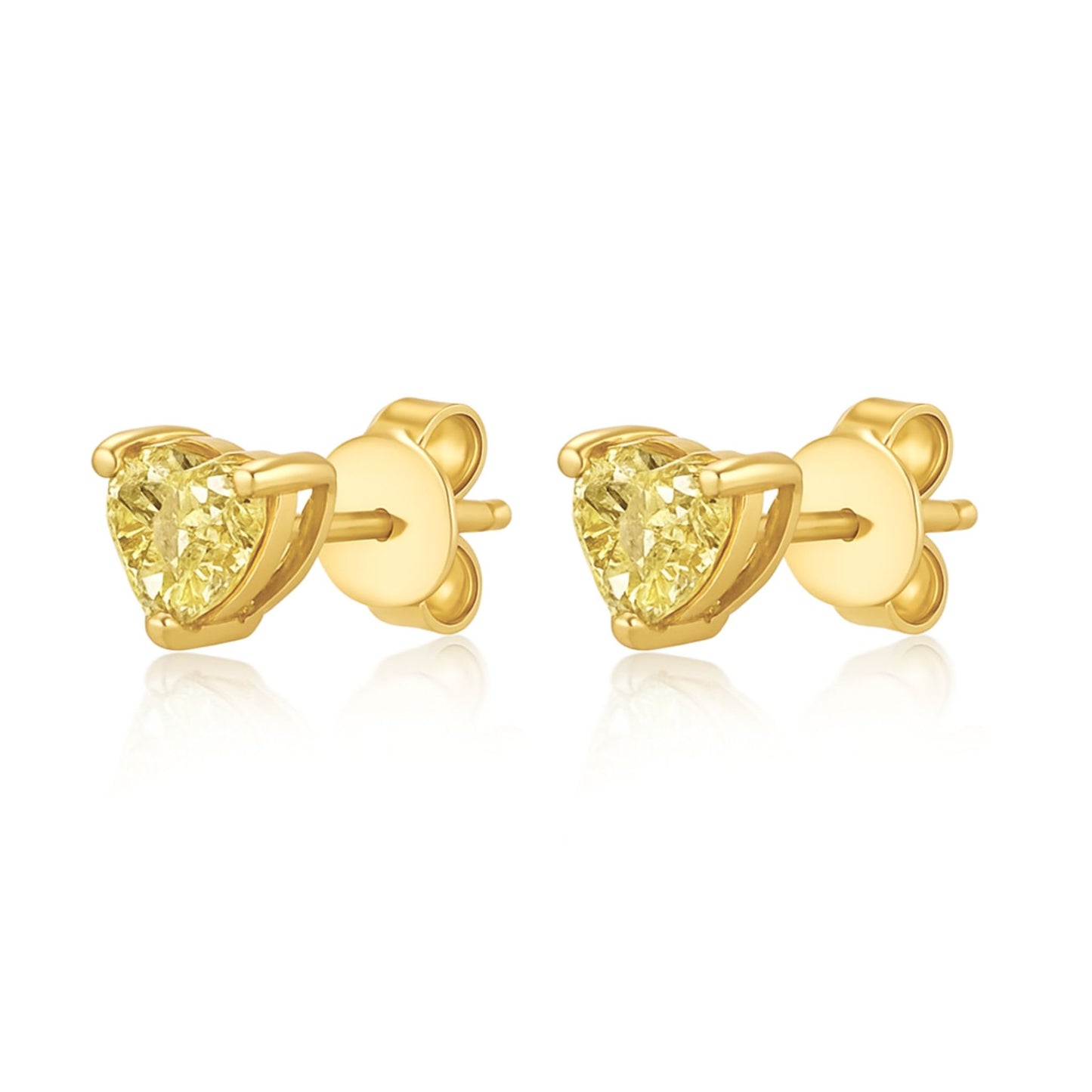 14K 0.80cttw Heart Shape VS Yellow Diamond Solitaire Stud Earrings