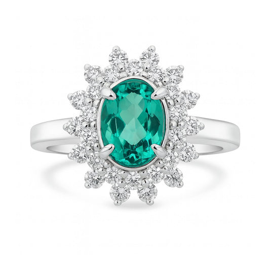 14K 0.83ct Oval Private Collection Green Paraiba 0.58cttw VS White Diamonds Ring