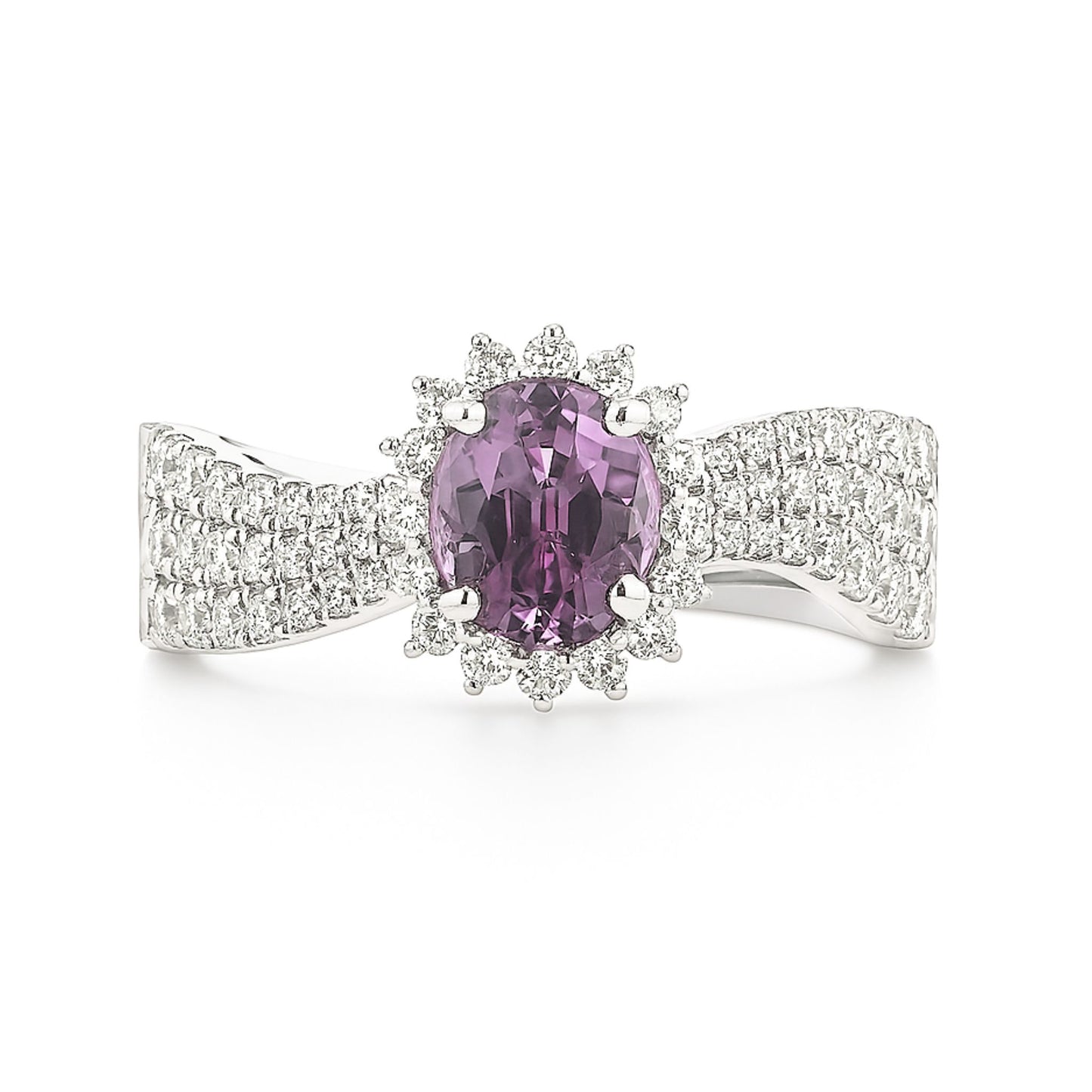 14K 0.98ct Oval Pink Diaspore 0.74cttw VS White Diamonds Ring