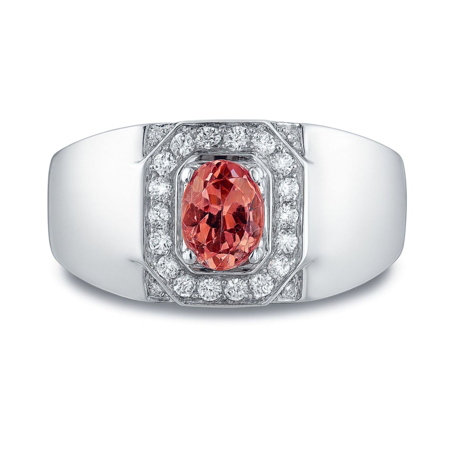14K 1.00ct Oval Private Collection Imperial Topaz 0.29cttw VS White Diamonds Men's Ring
