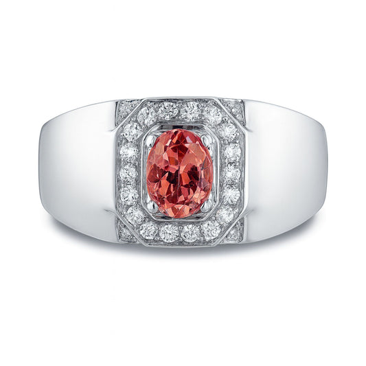 14K 1.00ct Oval Private Collection Imperial Topaz 0.29cttw VS White Diamonds Men's Ring