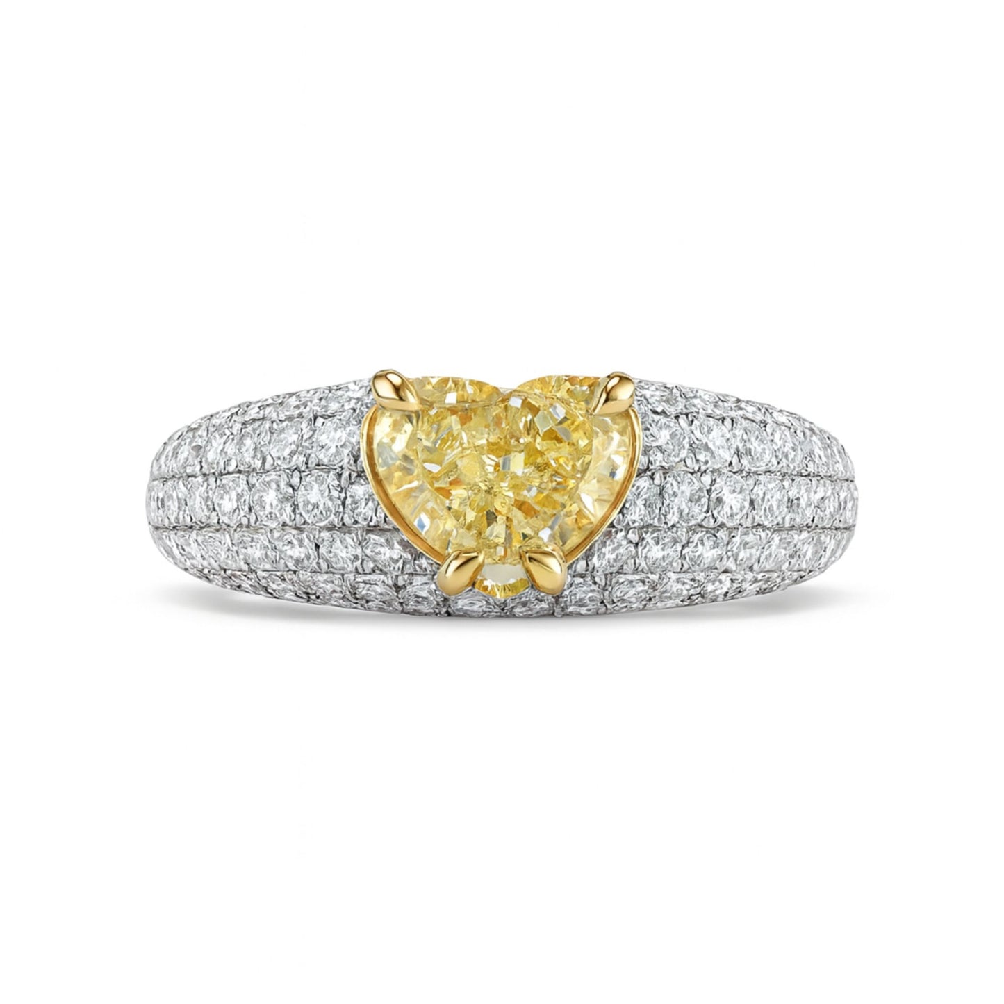 14K 1.01ct Heart Shape VS Yellow Diamond 1.20cttw VS White Diamonds Ring