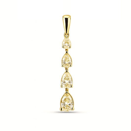 14K 1.00cttw Pear Shape VS Yellow Diamond Pendant