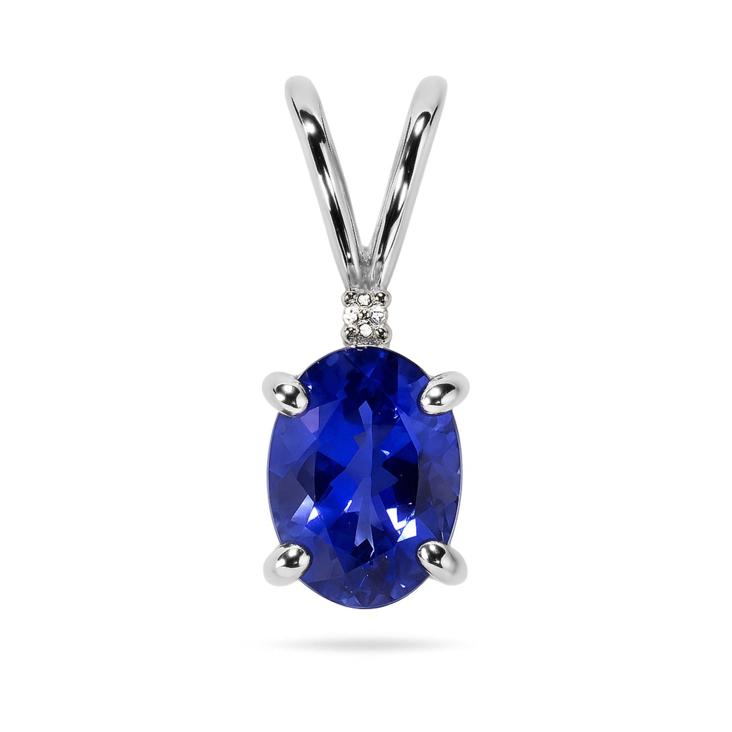 14K 1.13ct Oval Blue Wing Tanzanite 0.01cttw White Diamonds Solitaire Pendant