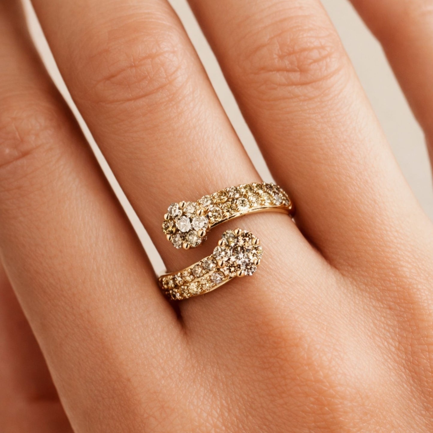 14K 1.20cttw Round Multi-Color Diamond Bypass Ring