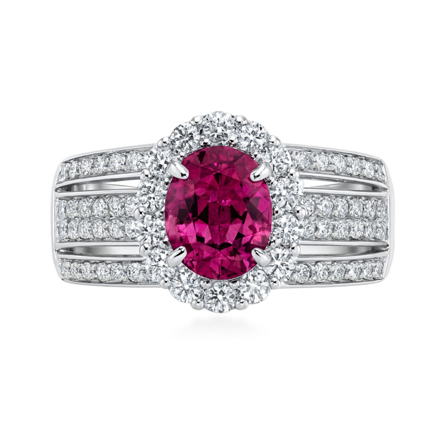 14K 1.30ct Oval Copper Bearing Tourmaline 1.05cttw VS White Diamonds Ring