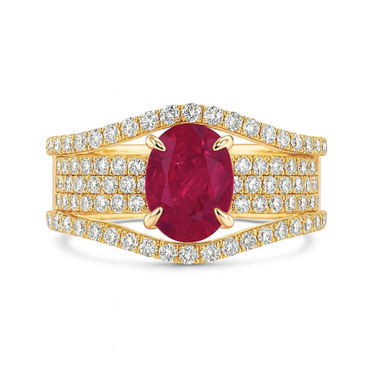 14K 1.42ct Oval Private Collection Burma Ruby 1.05cttw White Diamonds Ring