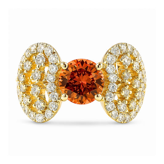 14K 1.59ct Round Private Collection Mandarin Garnet 1.09cttw VS White Diamonds Ring