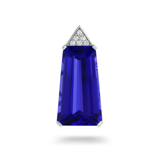 14K 12.52ct Fancy Cut Blue Wing Tanzanite 0.08cttw White Diamonds Pendant