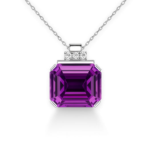 14K 19.36ct Emerald Cut Kunzite 0.12cttw White Diamonds Pendant