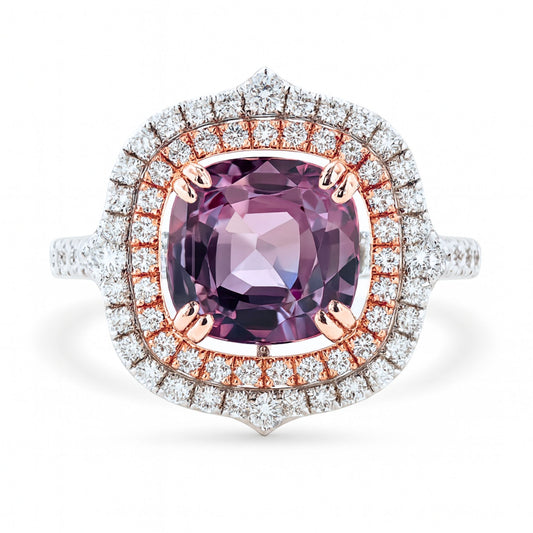 14K 2.33ct Cushion Pink Diaspore 0.63cttw White Diamonds Ring