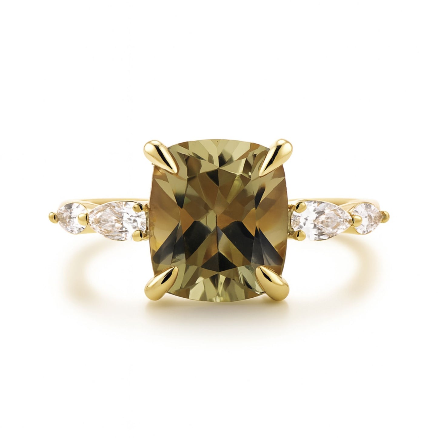 14K 2.89ct Cushion Color Change Diaspore 0.47cttw White Diamonds Ring